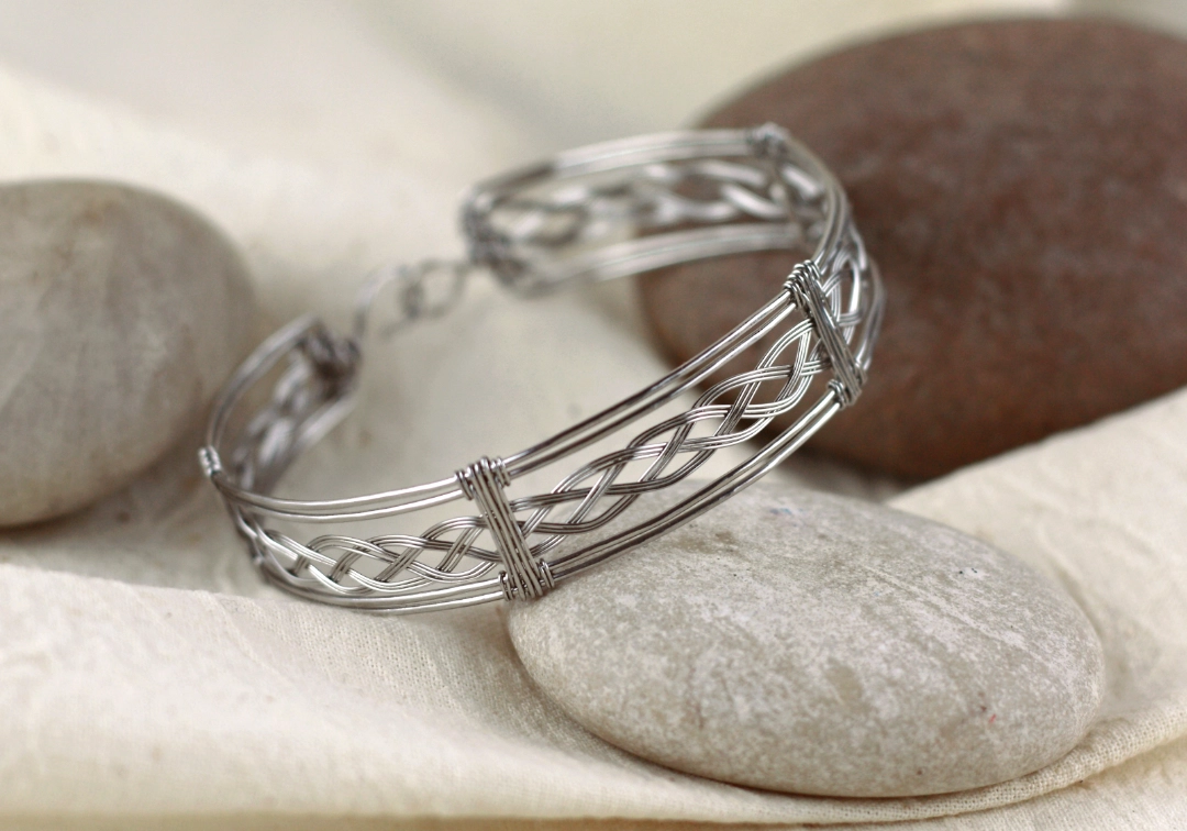 Ręcznie pleciona męska bransoletka ze stali chirurgicznej